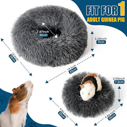 Plush Guinea Pig Bed - Plush Guinea Pig Hideout, Removable Cushioned Pillow, Super Cozy, Ideal Burrowing Bed for Small Pets, Dark Gray