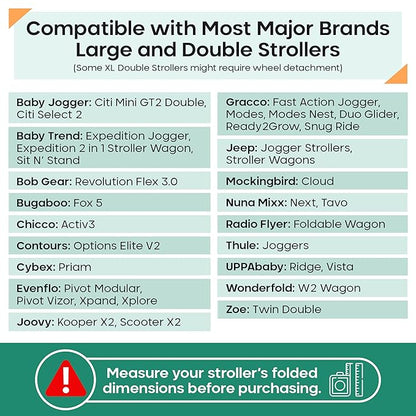 reperkid Large Stroller Bag for Airplane Travel, Black & Green, 47" H x 24" W x 15" D, Fits Most Large, Single, Double, Jogging Strollers – Premium Waterproof Cover, Adjustable Shoulder Straps