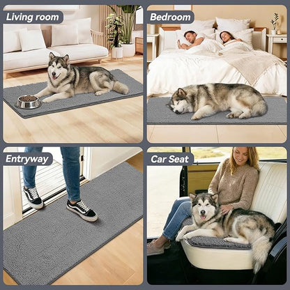 Bcoimo Super Absorbent Dog Door Mat, 60"*24" Anti Slip Mat for Muddy Paws, Pet Rugs for Dirty Paws Washable That Absorbs Moisture and Dirt, for Dog Cage and Pet Resting Carpet