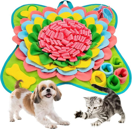 Snuffle Mat for Dogs 19"x19", Interactive Dog Enrichment Puzzle Toys to Keep Busy for Puppy Small Medium Dogs Cats, Cognitive Sniff Foraging Mat for Slow Feeding Treat Game Mental Stimulation