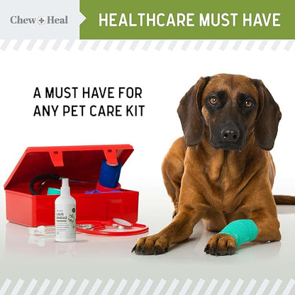Chew + Heal Labs Liquid Bandage for Dogs 4oz Waterproof Spray Wound Care with Aloe for Cuts, Scrapes, Stitches, Paw Injuries - Breathable, Safe if Licked