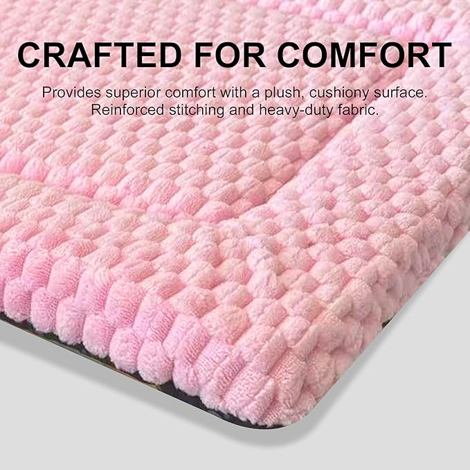 Dog Bed Mat,Reversible & Ultra Soft Kennel Pad-Machine Washable Pet Bed for Dogs & Cats-All-Weather Crate Liner for Crates,Carriers & Travel (Pink, 23" L x 17" W x 1.5" Th)