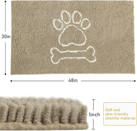 AROGAN Indoor Door Mat Entryway Rug Traps Mud and Water, Chenille Doormat for Muddy Shoes and Dog Paws, Machine Washable Doormat, Front Door Mat, Busy Area Dog Rugs for Floors, Entrance, 30x48 Beige