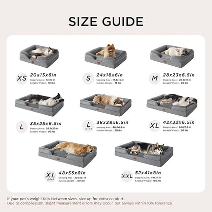 Bedsure XL Orthopedic Dog Bed for Extra Large Dogs - Washable XLarge Dog Cat Bed Waterproof, Comfort Dogs Couch Sofa with Washable Removable Cover, Pet Bed with Nonskid Bottom, Moss Green, 42"