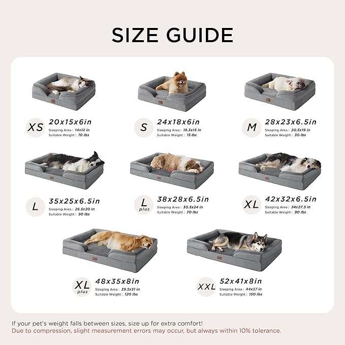 Bedsure Orthopedic Dog Beds Large Sized Dog - Washable Large Dog Cat Bed Waterproof, Comfort Dogs Couch Sofa with Washable Removable Cover, Pet Bed with Nonskid Bottom, Ember Clay, 35"