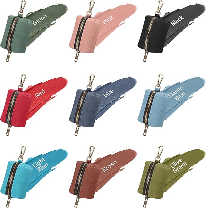 Didog Classic Dog Poop Bag Holder, Easy-Pull and Elegant PU Leather Pet Waste Bag Dispenser for Leash with Carabiner Clip, Includes 1 Roll Dog Waste Bag for Daily Walking,Pink