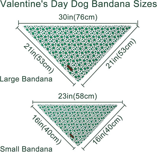 St. Patrick's Dog Bandana, UP URARA PUP Shamrock Triangle Bid Scarf for Medium Large Dogs, Cotton Kerchief for Girl Boy Puppies, Cute Spring Green Bandana,L