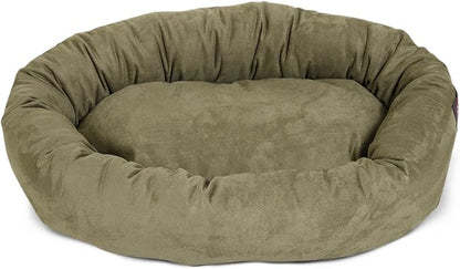 Majestic Pet 24 Inch Suede Calming Dog Bed Washable – Cozy Soft Round Dog Bed with Spine Support for Dogs to Rest their Head - Fluffy Donut Bed 24x19x7 (Inch) - Round Pet Bed Small – Sage