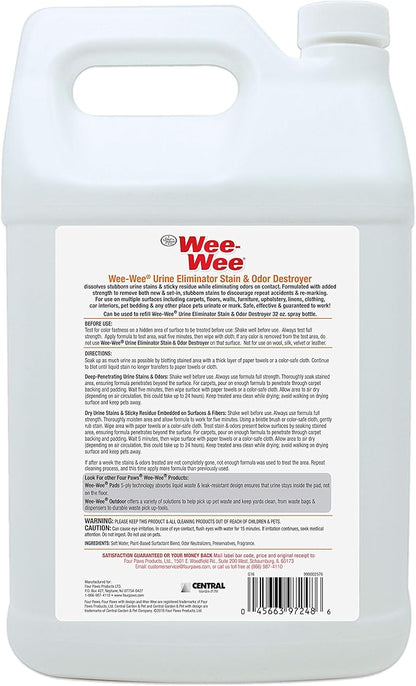Four Paws Wee-Wee Pet Stain and Odor Eliminator for Urine Stains 128 Ounces