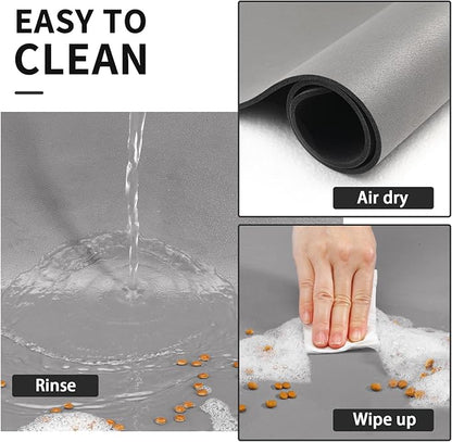 Dog Food Mat - Absorbent Cat Mat for Food and Water, No Stains Pet Feeding Bowl Mat, Easy to Clean Pet Placemats, Quick Dry Dog Water Dispenser Mat for Messy Drinkers | Grey 16"x 24"