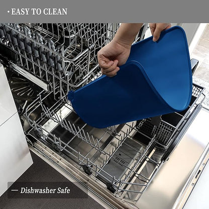 Waterproof Pet Feeding Mat with High Raised Edges, Heavier and Thicker Placemats for Cat Dog Water Bowl with BPA Free, Dogs Cats Food Mats for Messy Drinkers to Prevent Spill and Protect Floors