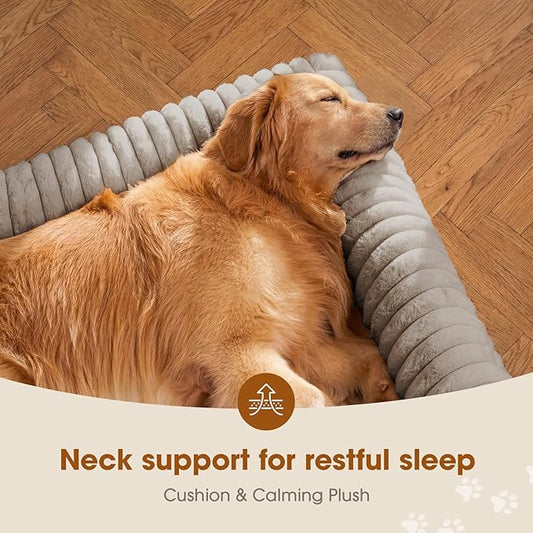Elevated Dog Bed with Removable Bolster Cushion Mat, Raised Pet Cot for Medium Sized Dog with Breathable & Washable Mesh, Indoor & Outdoor Pet Hammock with Skid-Resistant Feet.