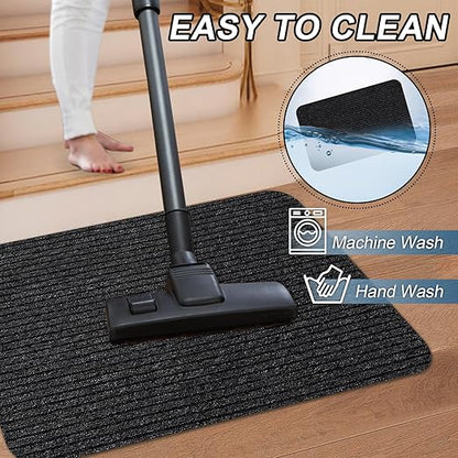 Stair Treads for Wooden Steps Carpet, Non-Slip Stair Runner Indoor Outdoor Stair Tread Mats Covers Pads, 19" x 31"Matching Landing Step Runner for Elders, Kids and Dogs (19" x 31", Black)