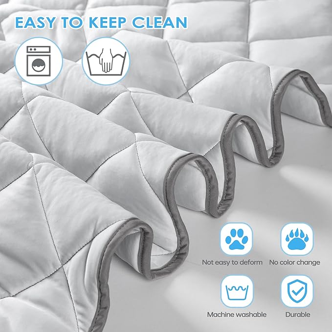 Dog Cooling Mat, Washable Dogs Cats Pet Non-Toxic Cooling Pads Summer Sleeping Kennel Mats，Pet Self Cool Ice Blanket for Indoor & Outdoor Dog Beach Essentials Light Gray Small