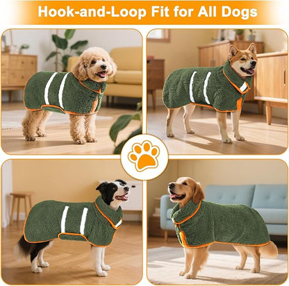 Dog Bathrobe Super Absorbent Dog Towels Large Quick Drying Robes for After Bath Soft Adjustable Warm Keeping Dogs Towel(S-XXL)