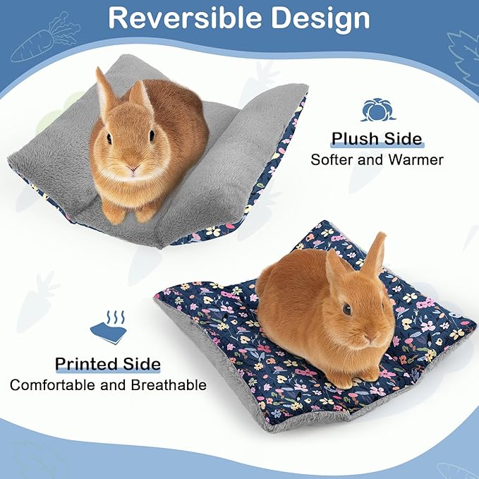 Rabbit Bed 15"X14"Thickened and Soft Bunny Bed Washable Cuddle Cushion Plush Mat Double-Sided Plush Small Pet Flop Mat Cotton Pillow for Rabbit