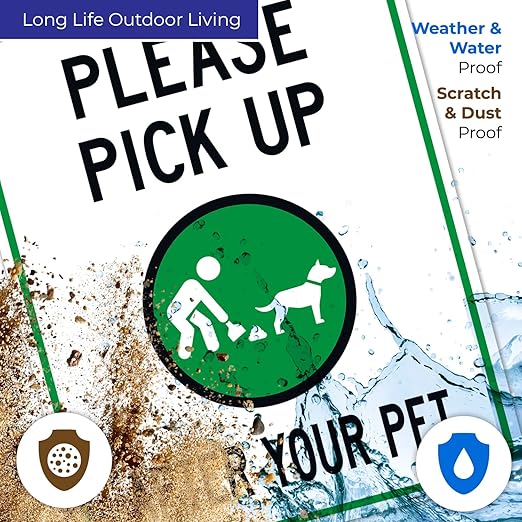 Clean Up After Your Dog Sign, Please Pick Up After Your Pet Sign, 24x30 Inches, 55 mil Thick HDPS (high Density polystyrene), Made in USA