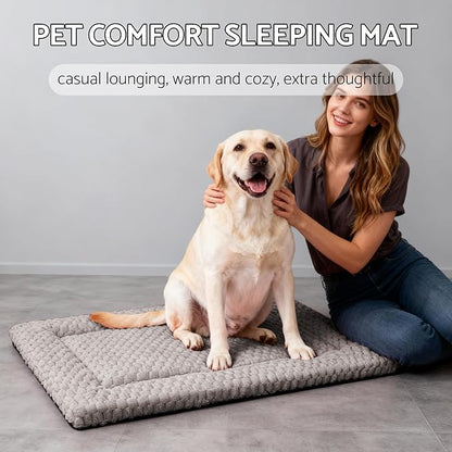 Dog Bed Mat - Dog Crate Pad - Reversible Mat for Pet Comfort - Soft Bed Crate Pads for All Seasons - Durable, Machine Washable Mat for Crates, Travel, and Home (Light Gray, 35" L*23" W*1.5" Th)