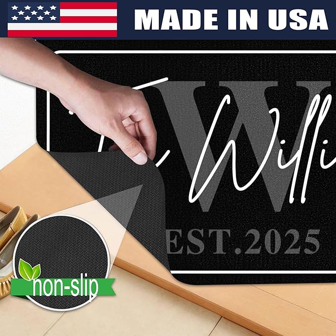 Custom Doormat with Family Name - Personalized Entryway Door Mat Front Door Mat for Outdoor Decor Entrance Mat Housewarming Gift with Anti-Slip Backing Design11