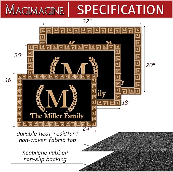 Custom Doormat with Family Name Fashion Personalized Entryway Door Mat Front Door Mat for Outdoor Decor Entrance Mat Customised Rug Christmas Housewarming Gift with Anti-Slip Backing