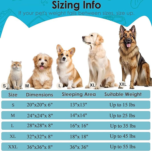 28in Large Dog Bed, Medium Size Dog and Cats, Calming Donut Bed for Puppy and Kitten, Washable Round Fluffy Pet Bed (Light Blue)
