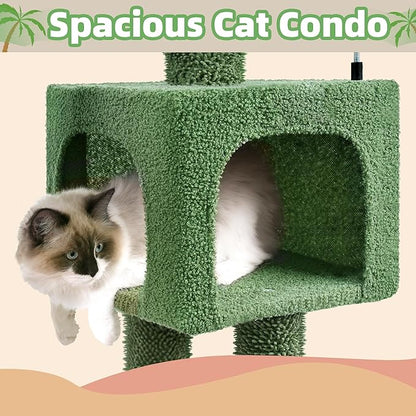 AIWIKIDE Cactus Cat Tree has Scratching Toy with a Ball Activity Centre Cat Tower Furniture Jute-Covered Scratching Posts, Green …