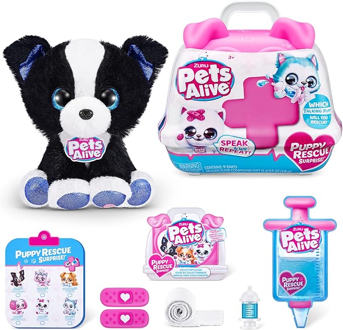 ZURU Surprise Puppy Plush - Border Collie Puppy with Electronic Speak and Repeat