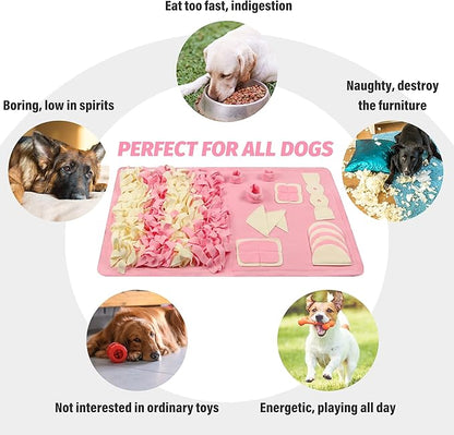Snuffle Mat for Small Large Dogs (23.6" x 39.4") - Nosework Feeding, Easy to Fill, Machine Washable Training Mat, Pet Activity/Toy/Play, Great for Stress Release - M & Pink
