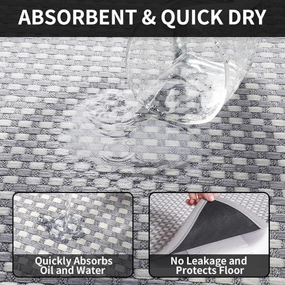 Kitchen Mat Kitchen Rugs Sets of 2 PCS Non Slip Washable, Super Absorbent Soft Braided Kitchen Mats for Floor, Rubber Backing Comfort Standing Kitchen Sink Mat Runner Rug, Gray 17"x28"+17"x59"