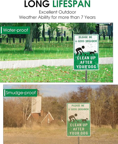 Thten Please Clean Up After Your Dog,Pick Up Your Dog Poop Signs, Dog Poop Sign,14" x 10" Yard Sign with Stake Kit,35.4 inch tall,Be a Good Neighbor Sign, Easy Install,Rustproof Aluminum 1 Pack
