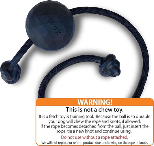K9 Ops Dog Ball on a Rope Moki Tug Toy - Solid Rubber Fetch Training Reward - Large Dogs Tugs Durable Aggressive Chewers (Coal Black, MD/LG)