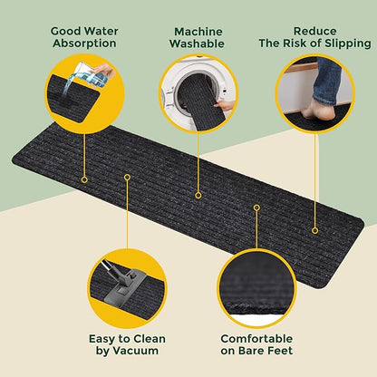 MBIGM Non-Slip Carpet Stair Tread Mat 30" x 30" Landing Rug-Matching Mat Non-Skid Safety Rug Slip Resistant - Black