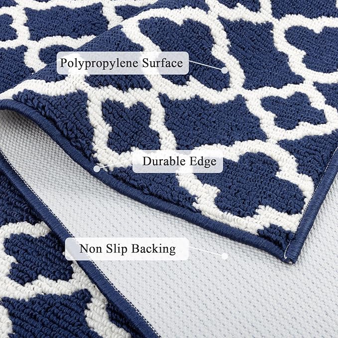 U'Artlines Runner Rug for Hallway 2×6feet Non Slip Kitchen Floor Carpet Runners Blue Geometric Pattern Machine Washable Area Rug for Entryway Bathroom