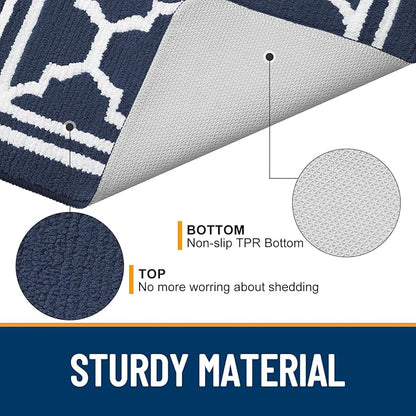 Buganda Indoor Door Mat, Dirt-Resistant and Absorbent Doormat, Anti-Slip, Low Profile Floor Mats for Inside Entryway, Front, and Back Door Entrance (40x32 Inches, Navy Blue)
