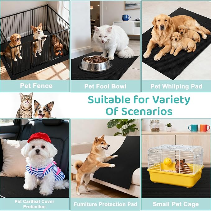Pet Crate Floor Protection Mat, Mat for Under Dog Crate, 31.5" x 51.2" XXXL Thin Cut to Fit Design Washable Floor Covering Reusable Waterproof Non Slip Rug Whelping Pad for Pet (XXX-Large)