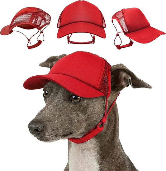 Tuff Pupper Dog Baseball Cap | UV Protection Dog Sun Hat | Breathable Lightweight Design | Secure Adjustable Chin Strap | Quick-Dry Fabric | Reinforced Brim | Small Medium Large Dogs (Red, XS)