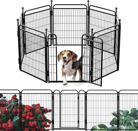 Gardner Pet Dog Playpens, 32" H 8 Panels Dog Pen Outdoor/Indoor Dog Fence Exercise Pen for Small/Medium/Large Dogs, Foldable Pet Play Yard Gate with Gravity Automatic Lock, Pet Playpen, Black