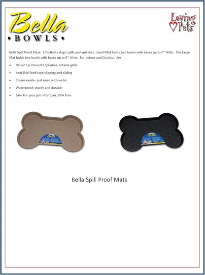 Loving Pets Bella Spill-Proof Pet Mat for Dogs, Small, Black