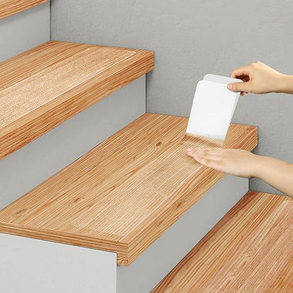 Clear Non Slip Stair Treads for Wooden Steps Indoor 5 Pack 6" x 30" Pre-Cut Anti Slip Stair Strips for Wood Stairs, Grip Tape Transparent Step Tread Grips for Dogs Kids and Pets, Waterproof