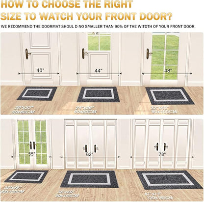 OLANLY Indoor Door Mat, 47x20, Non-Slip Absorbent Resist Dirt Entrance Mat, Washable Low-Profile Inside Entry Doormats for Entryway, Black