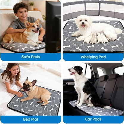 2 Pack Washable Pee Pads for Dogs, Absorbent Reusable Puppy Training Pads, Leakproof, Non-Slip, Waterproof Cat Doggie Pad Pet Potty Mat for Indoor&Outdoor, Whelping, Crate, Gray 28"x40"