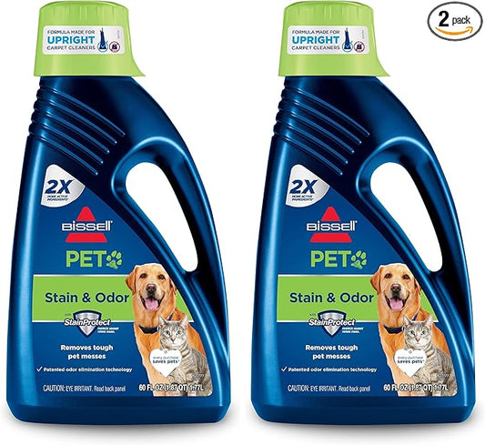 Bissell 2X Pet Stain & Odor Full Size Machine Formula,60 ounces,99K52,(Pack of 2)