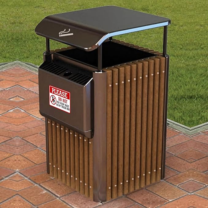 2PCS Please Do Not Dispose Poop Bags in This Trash Bin Stickers, Self-Adhesive Weatherproof Do not Throw Dog Poop Bag in The Trash Sign, Trash Can Stickers for House，Yard，Restaurant（5.9" x 3.9"）