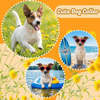 3 Pack Floral Dog Collars for Small Dogs Flower Dog Collars with Pendant for Girl Female Dogs Cute Puppy Pet Collar