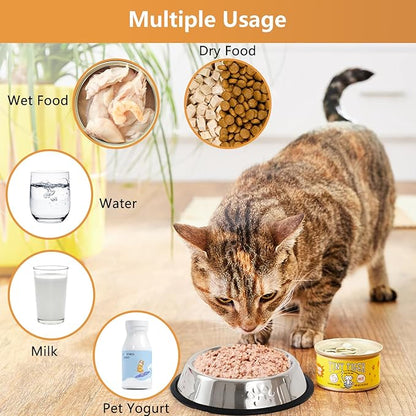 Stainless Steel Cat Bowl, 4 Pack Metal Dog Bowls for Food and Water, Non-Slip Pet Feeding Dish Bowl with Rubber Base for Cats Puppy Small Medium Dogs