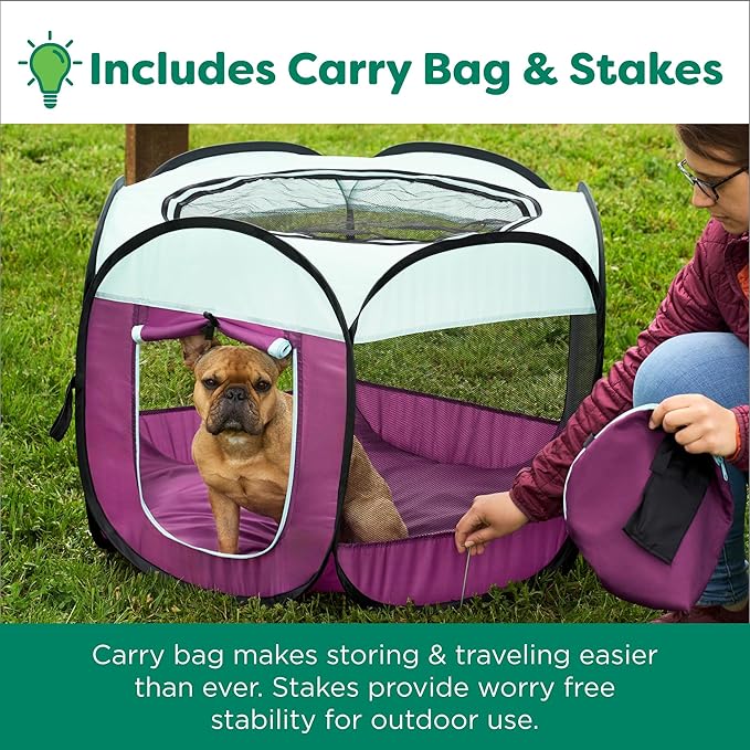 Furhaven Portable Dog Playpen Cat Tent, Pet Playground,Kennel Foldable Indoor Outdoor Zippered Puppy Crate - Navy, Small