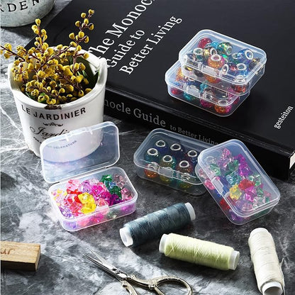 SATINIOR 24 Packs Small Clear Plastic Beads Storage Containers Box with Hinged Lid for Storage of Small Items, Crafts, Jewelry, Hardware(2.5 x 1.7 x 0.8 Inches)