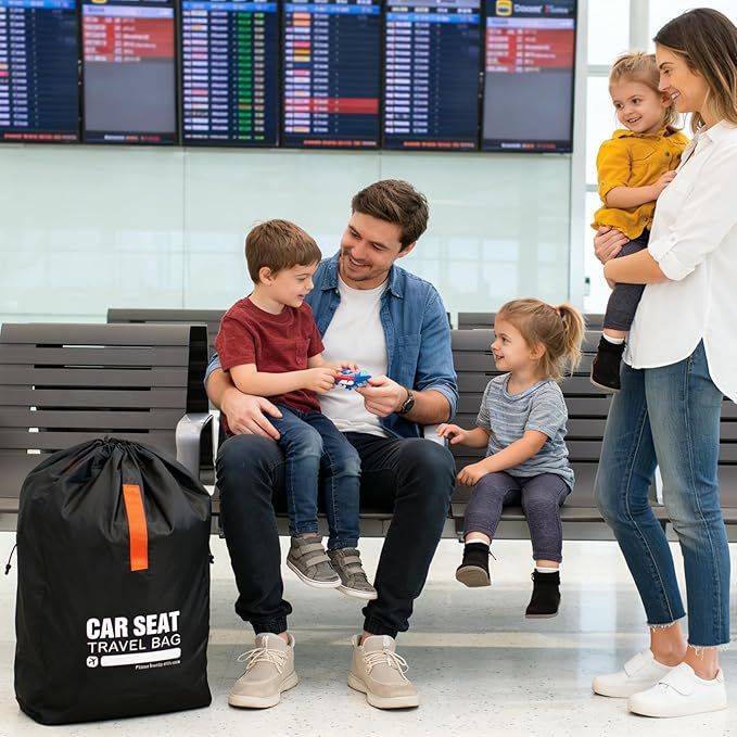 Car Seat Travel Bag for Airplane,Gate Check Storage Bag for Car Seat Airport,Universal Car Seat Bags Essentials for Air Travel,Perfect Family Vacations, and Parents with Infants, Black