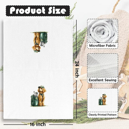 Golf Dog Kitchen Towels - Poodle Dish Towels, Sports Gifts, Pet Golf Club Decorative Absorbent Dishcloths Hand Towels for Kitchen Gym Spa Decor 16x24 Inches