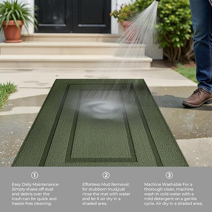 GRANNY SAYS Kitchen Mats for Floor Resist Dirt Kitchen Rugs Non Slip Washable, Large Rug Runner for Sink Laundry Thick Durable Polypropylene Comfort Standing, 59" x 19.7", Green